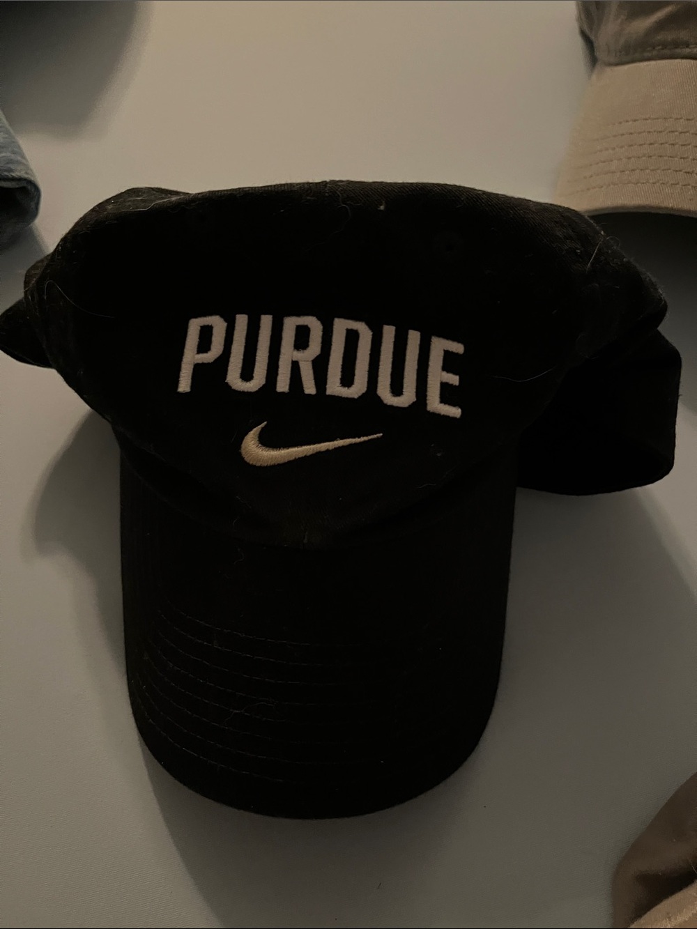 Nike Black Purdue Embroidered Cap with White Logo